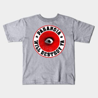 PARANOIA WILL DESTROY YA' Red, Black & White Kids T-Shirt